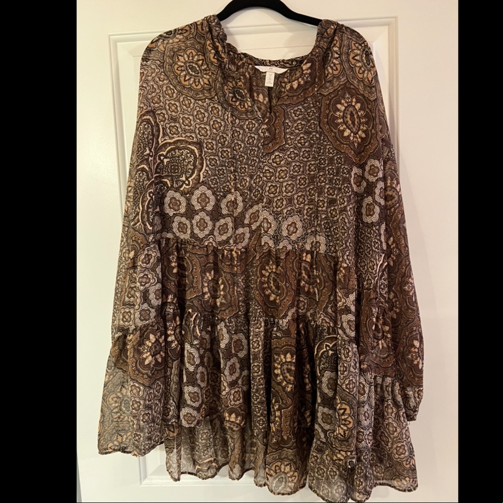 H&M Sheer Floral Mini Dress/Blouse